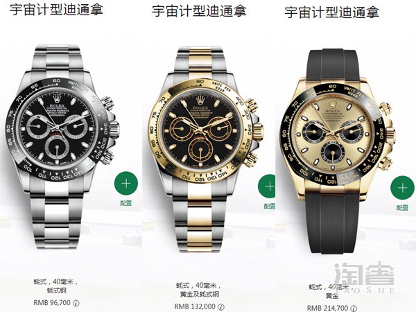 劳力士迪通拿116520-78590黑盘手表与其它迪通拿表款官方售价对比